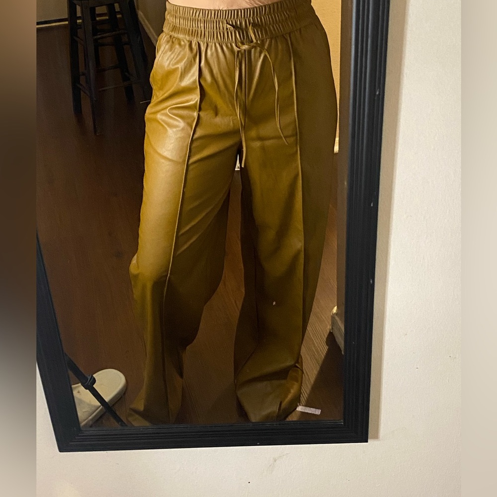 flare pants high waist S camel color new with tags